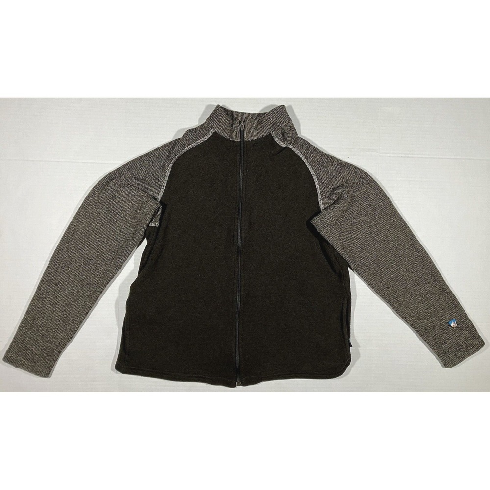 Kuhl Jacket Alfpaca Fleece Sweater Cardigan Brown Full Zip Hiking Mens Size M